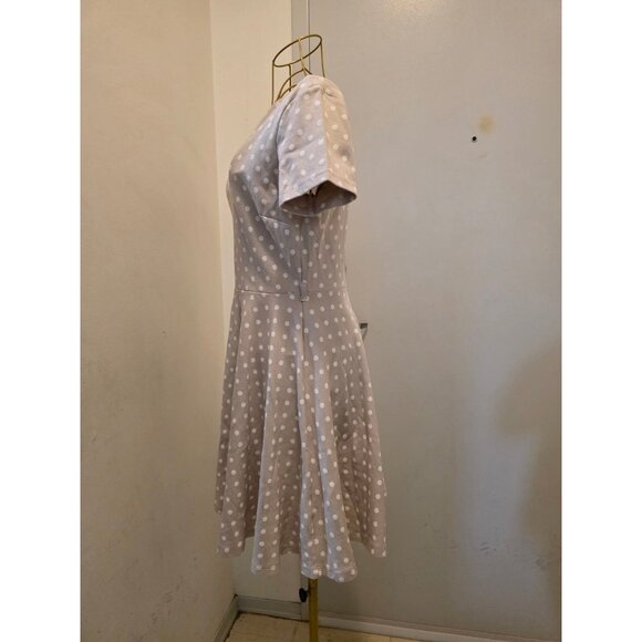 H&M Women's Beige Polka Dot Midi Dress Size M Cotton Stretch - Picture 12 of 12